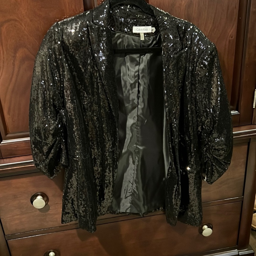 Calvin Klein sequined black blazer size M